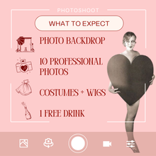 Load image into Gallery viewer, Vintage Valentine's Photoshoot ✨ | Solo or Couples Shoot with Costumes & Backdrops!