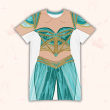 Load image into Gallery viewer, Teal Princess T-Shirt Dress | Easy Costume, Fun Loungewear, Unique Gift
