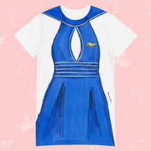 Load image into Gallery viewer, Flight Attendant T-Shirt Dress | Easy Costume, Fun Loungewear, Unique Gift