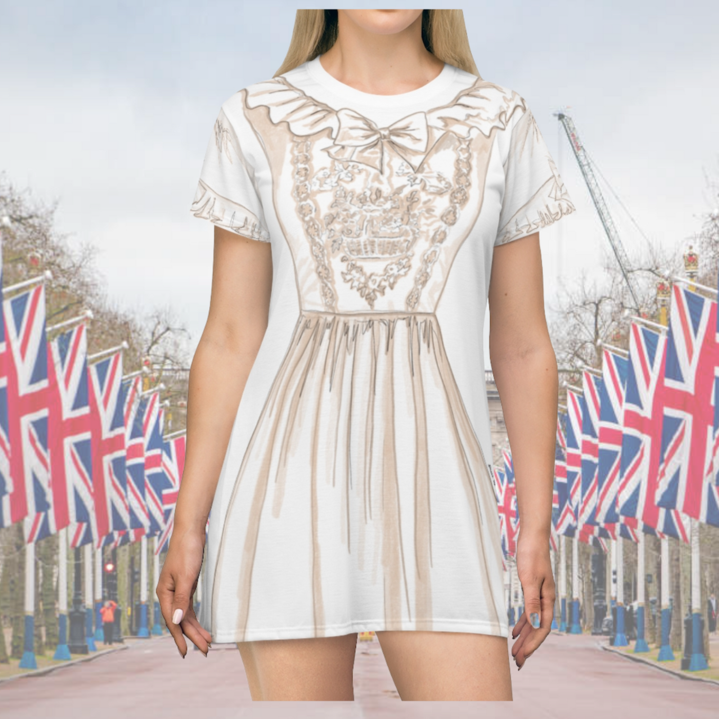 Princess Diana Inspired Wedding T-Shirt Dress L / Short & fitted