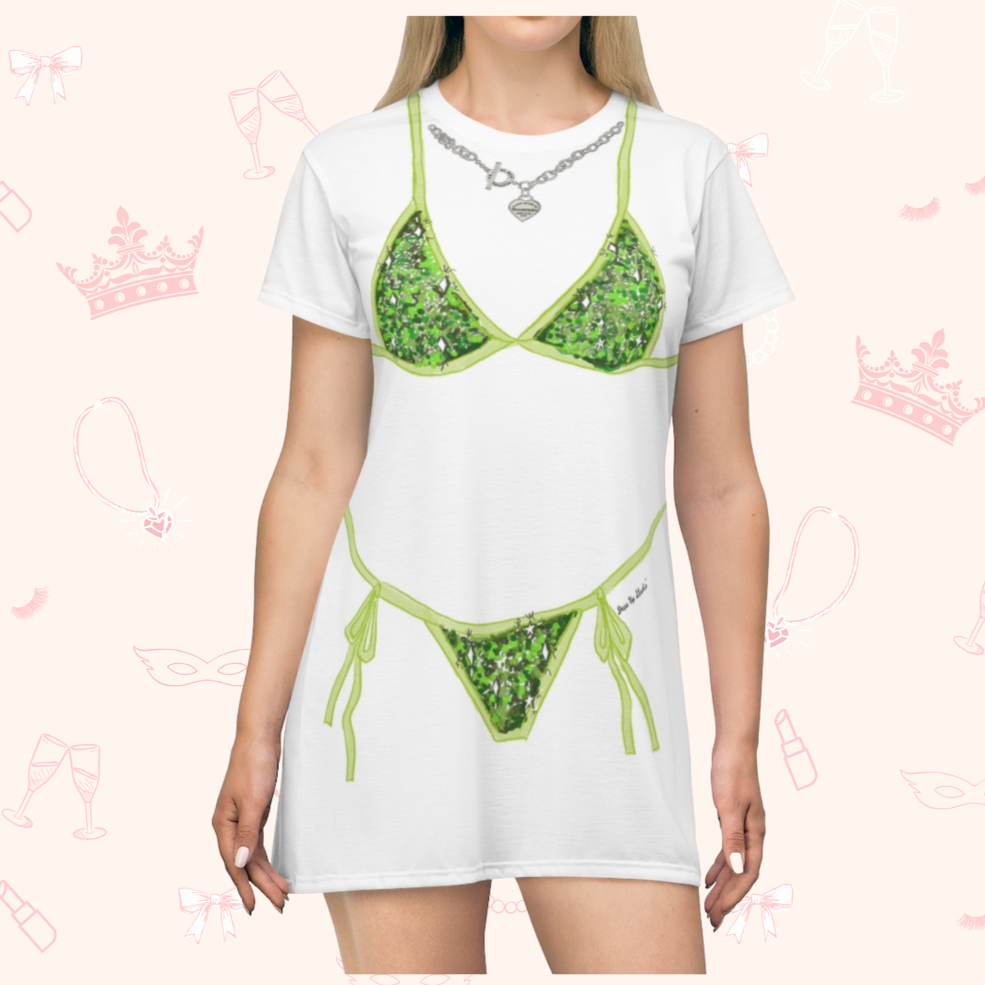 Green Bikini T-shirt Dress 2XS
