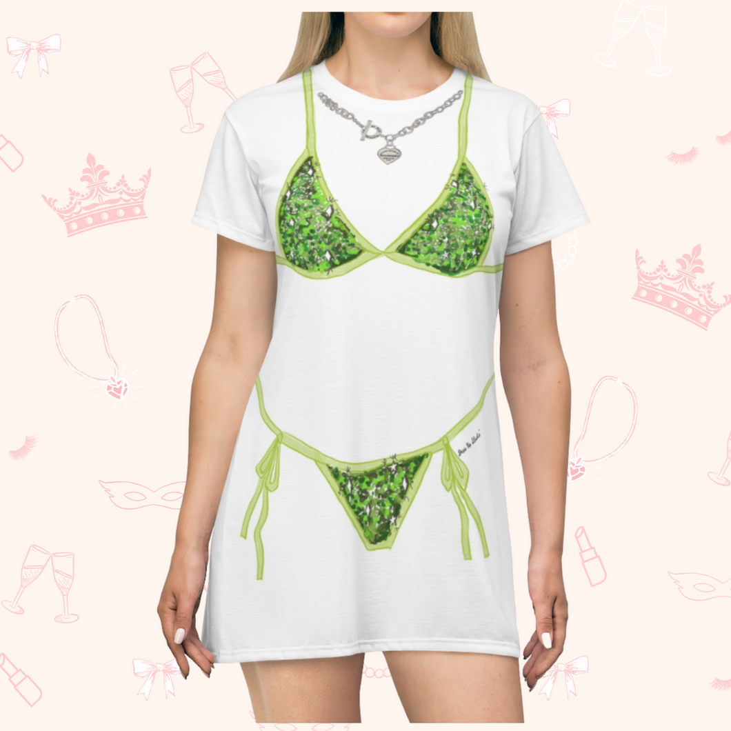Green Bikini T-shirt Dress