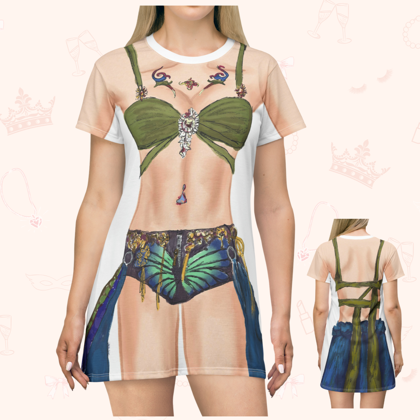 Snake U T-Shirt Dress Easy Costume, Fun Loungewear, Unique