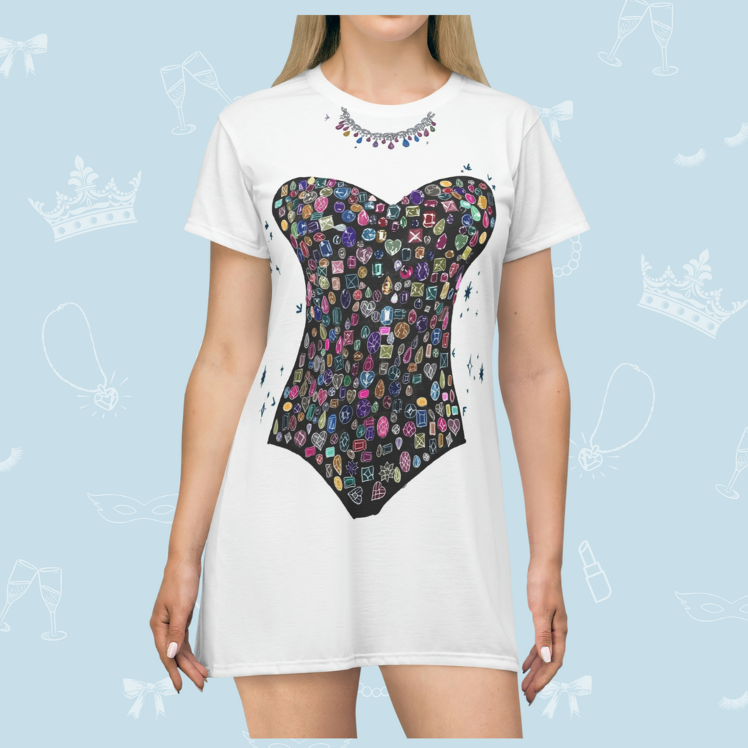 Jewels & Diamonds T-Shirt Dress | Easy Costume, Fun Loungewear, Unique Gift 2XL / No Body Jewels & Diamonds T-Shirt Dress | Easy Costume, Fun Loungewear, Unique Gift 2XL / No Body
