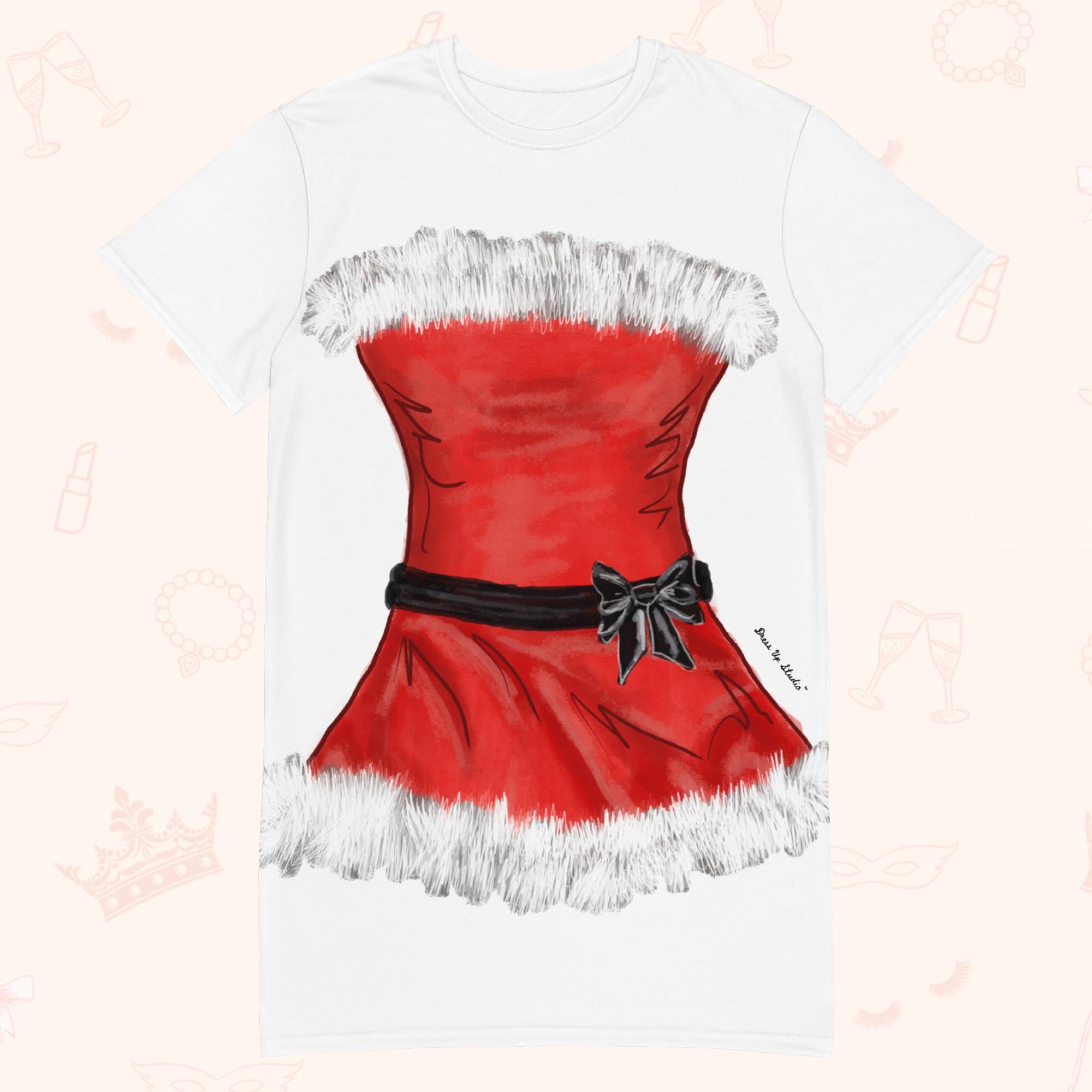 ladies christmas t shirt dress Women's Christmas Mini T-Shirt Dress Sequin Christmas Tree Short Sleeve Round Neck Loose Short Dress (Burgundy, S) at Amazon Women's Clothing store